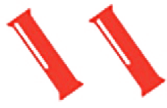 Dos paquetes rojos que representan la forma del producto del medicamento Children's Tylenol® Dissolve Packs (paquetes para disolver)