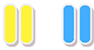 Yellow and blue pills representing product form of Tylenol® Cold + Flu Severe Day/Night caplets